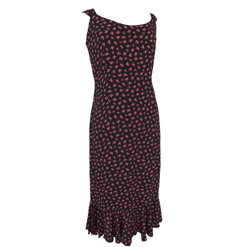 Vintage Rose Pattern Maxi Dress